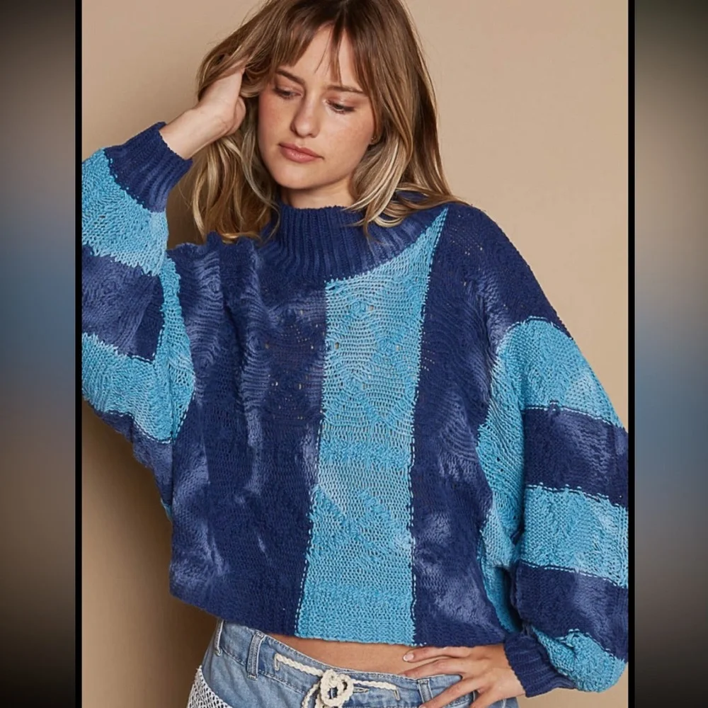POL STRIPE OPEN KNIT DISTRESSED COLOR SWEATER ❤️NEW COLLECTION IN STORES❤️